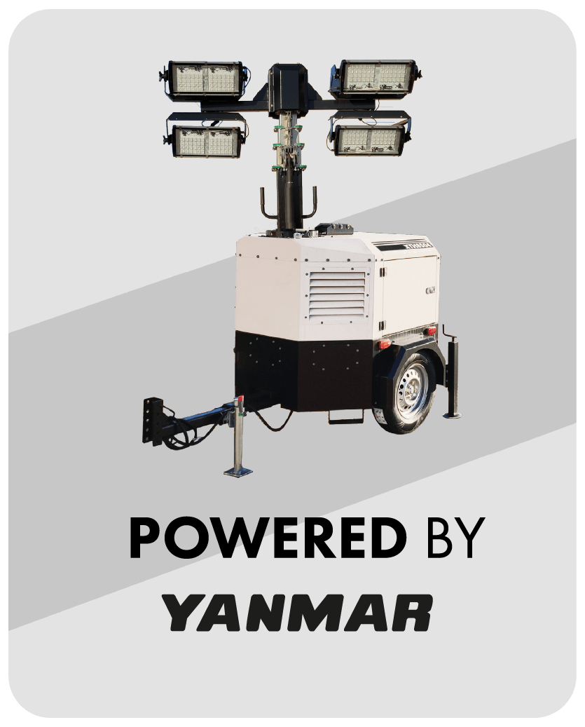 LED lighting tower with hydraulic mast